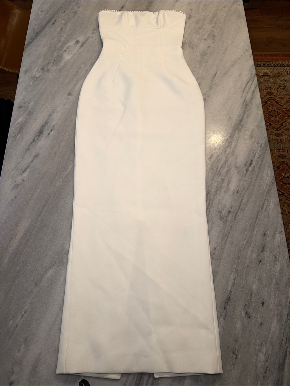 Strapless White Midi Column Dress